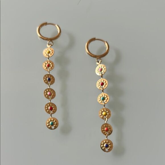 Multi-Color Dangle Earrings A981 - Picture 2 of 3